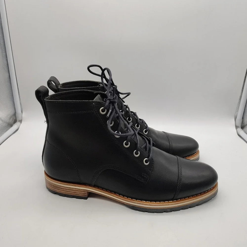 Helm The Hollis Black Leather Cap Toe Work Hybrid Boots Mens Size 9M